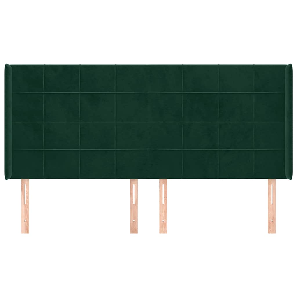 Uzglavlje s ušima tamnozeleno 183x16x118/128 cm baršunasto