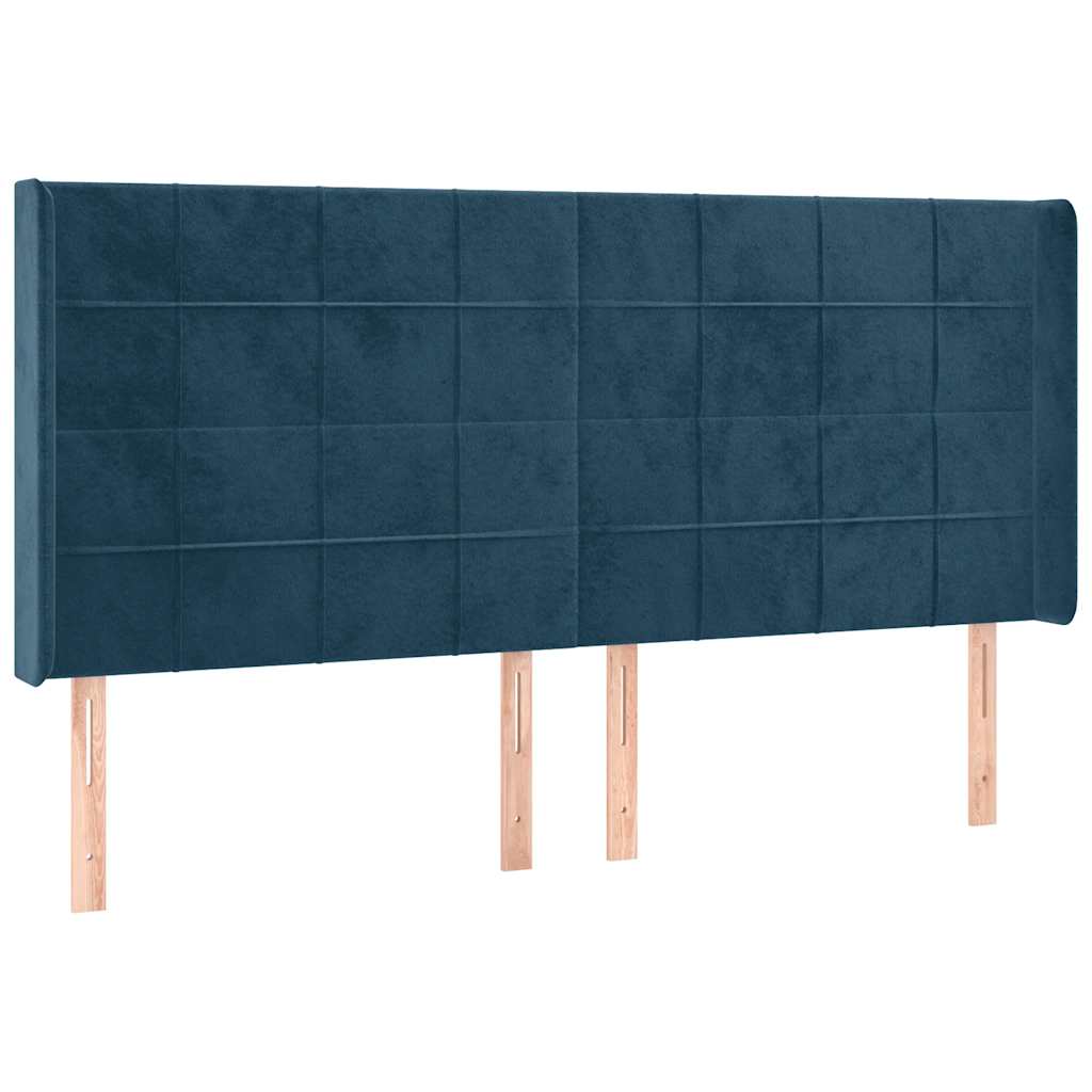 Uzglavlje s ušima tamnoplavo 183x16x118/128 cm baršunasto