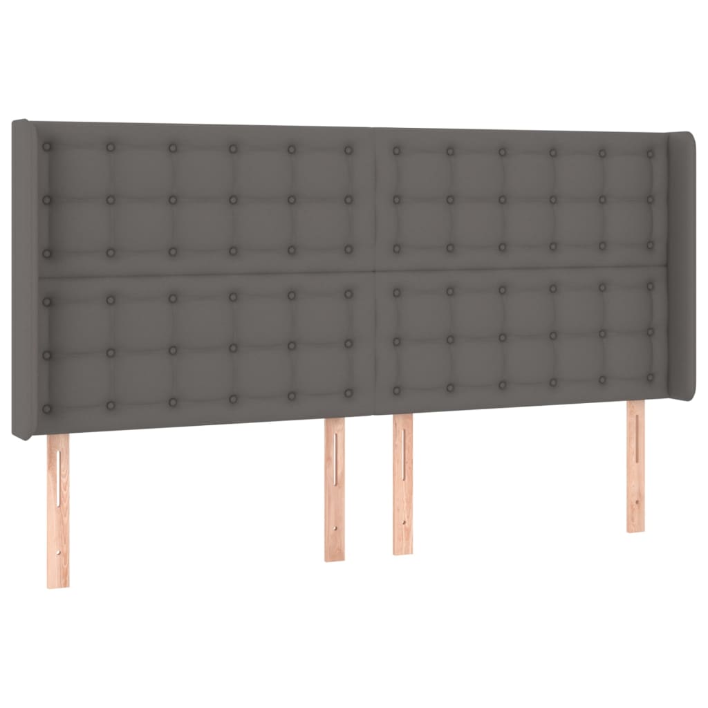 Uzglavlje s ušima sivo 163x16x118/128 cm od umjetne kože