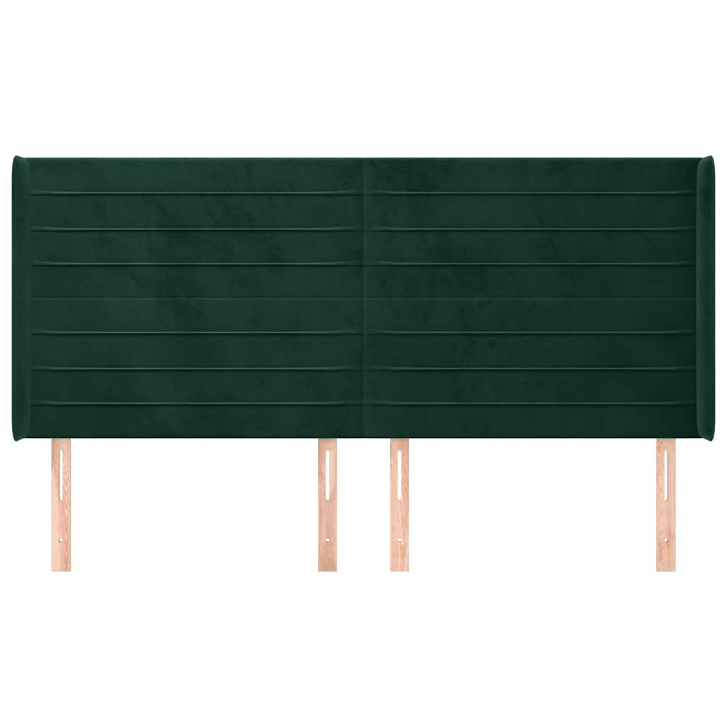 Uzglavlje s ušima tamnozeleno 163x16x118/128 cm baršunasto