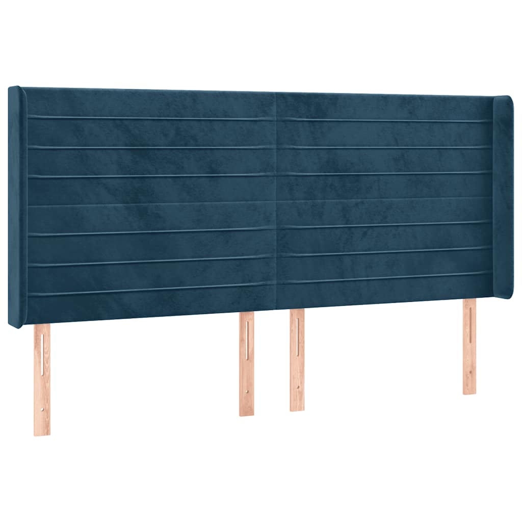 Uzglavlje s ušima tamnoplavo 163x16x118/128 cm baršunasto