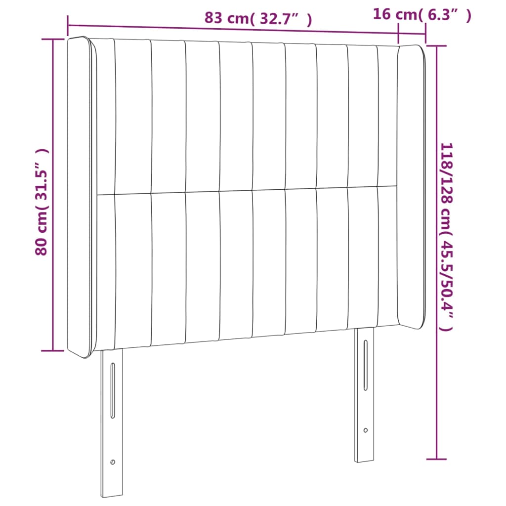 Uzglavlje s ušima krem 83x16x118/128 cm od tkanine