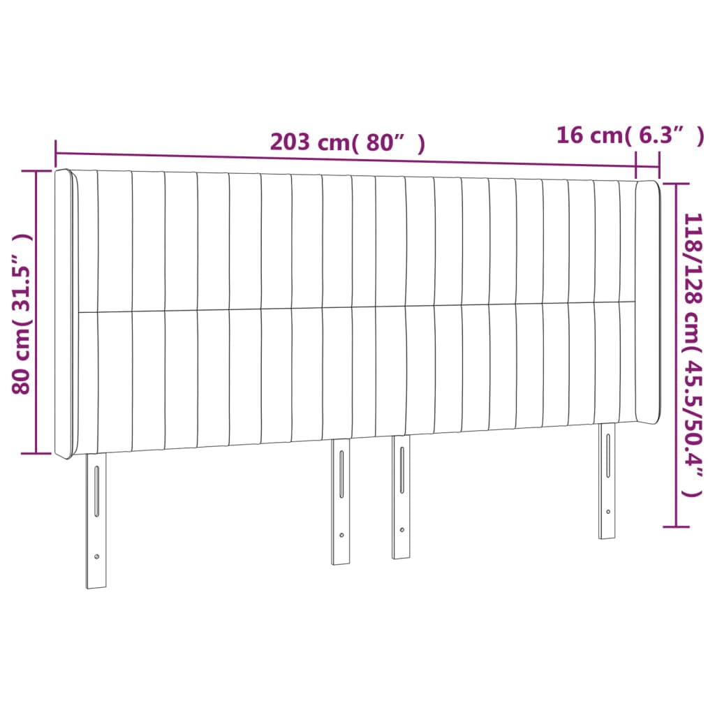 Uzglavlje s ušima krem 203x16x118/128 cm od tkanine