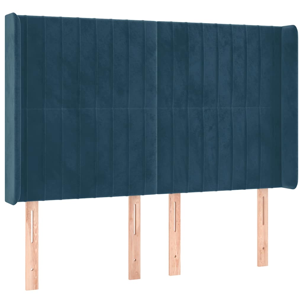 Uzglavlje s ušima tamnoplavo 147x16x118/128 cm baršunasto