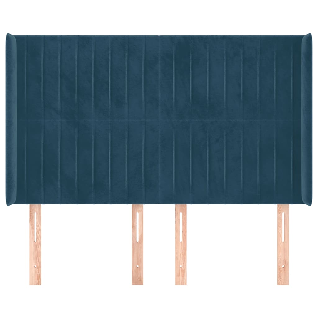 Uzglavlje s ušima tamnoplavo 147x16x118/128 cm baršunasto