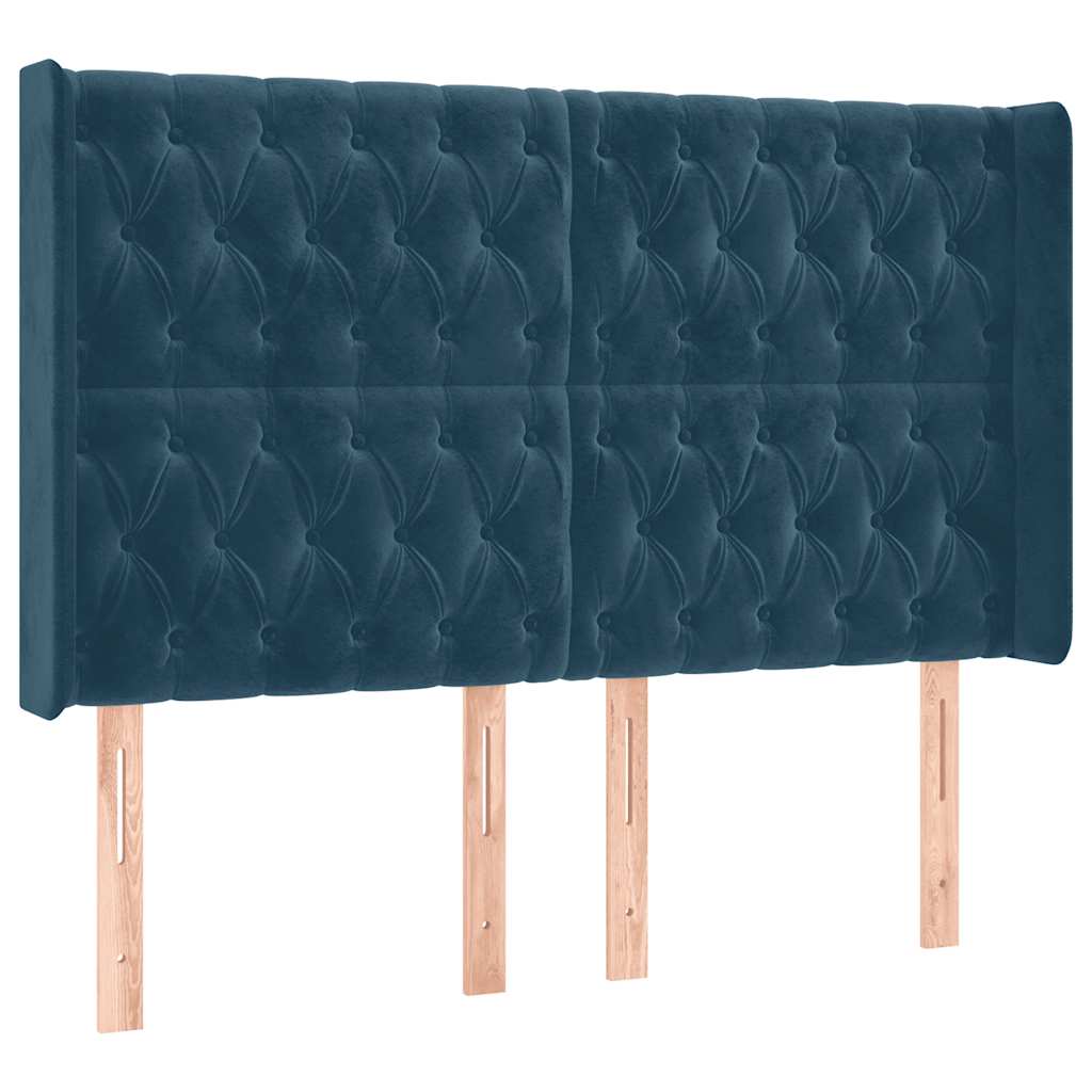 Uzglavlje s ušima tamnoplavo 163x16x118/128 cm baršunasto