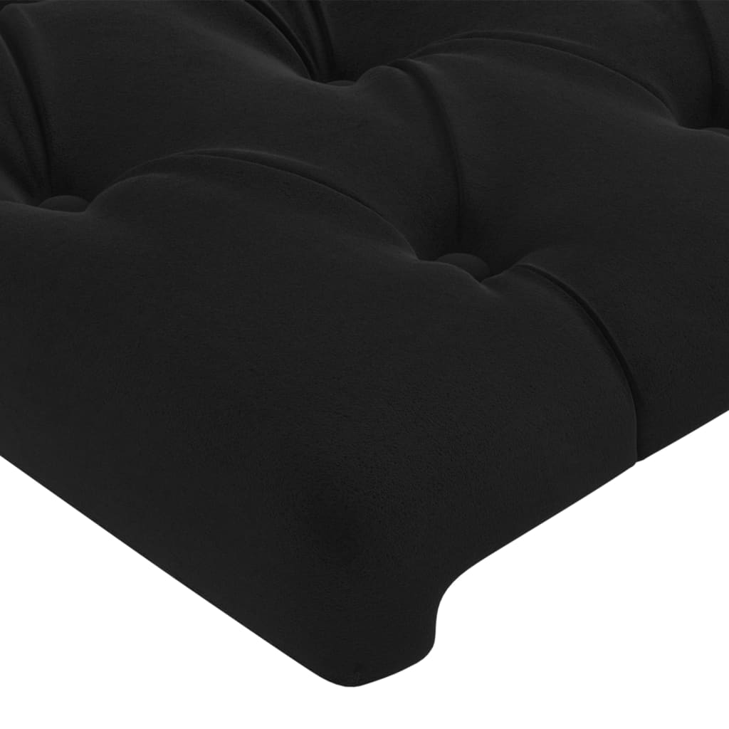Uzglavlje s ušima crno 203x16x118/128 cm baršunasto