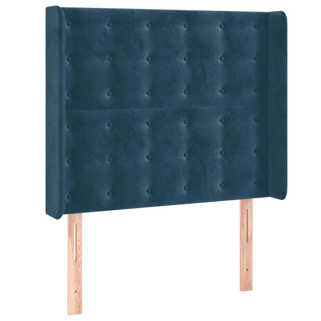 Uzglavlje s ušima tamnoplavo 93x16x118/128 cm baršunasto