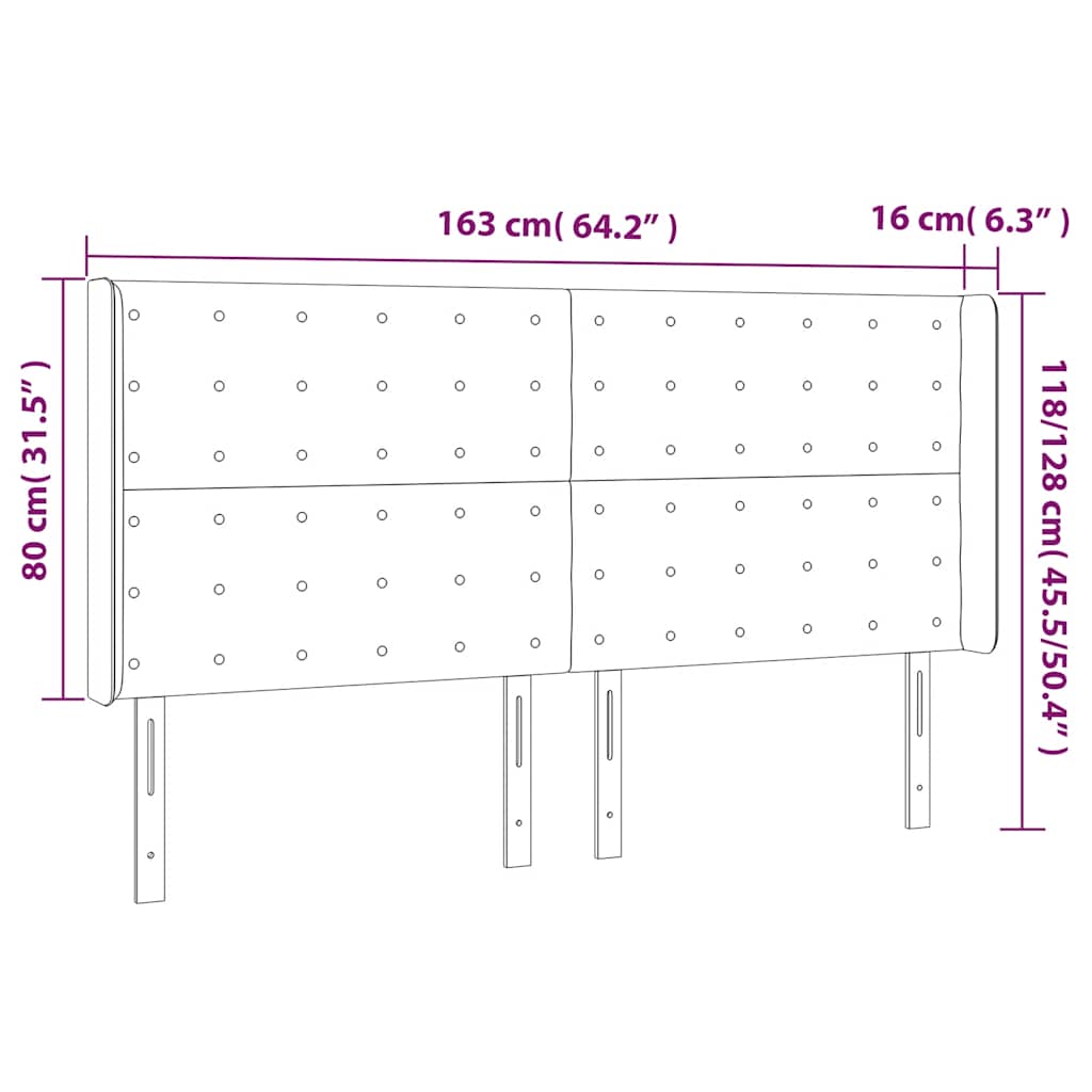 Uzglavlje s ušima tamnoplavo 163x16x118/128 cm baršunasto