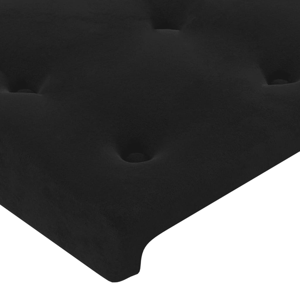 Uzglavlje s ušima crno 203x16x118/128 cm baršunasto