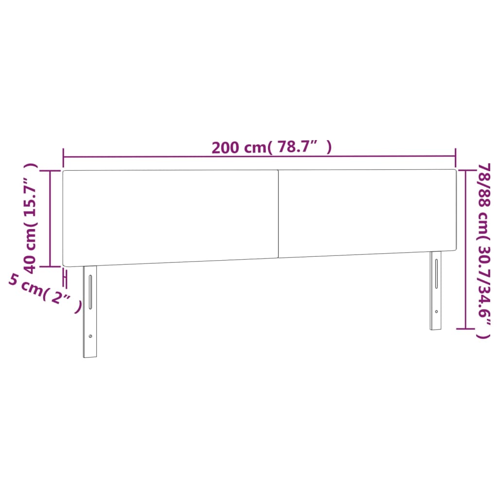 LED uzglavlje krem 200x5x78/88 cm od tkanine