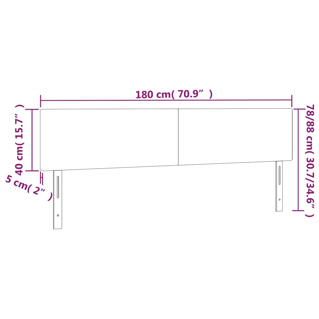 LED uzglavlje crno 180x5x78/88 cm baršunasto