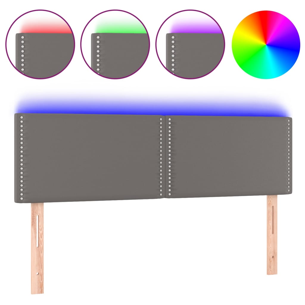 LED uzglavlje sivo 144 x 5 x 78/88 cm od umjetne kože