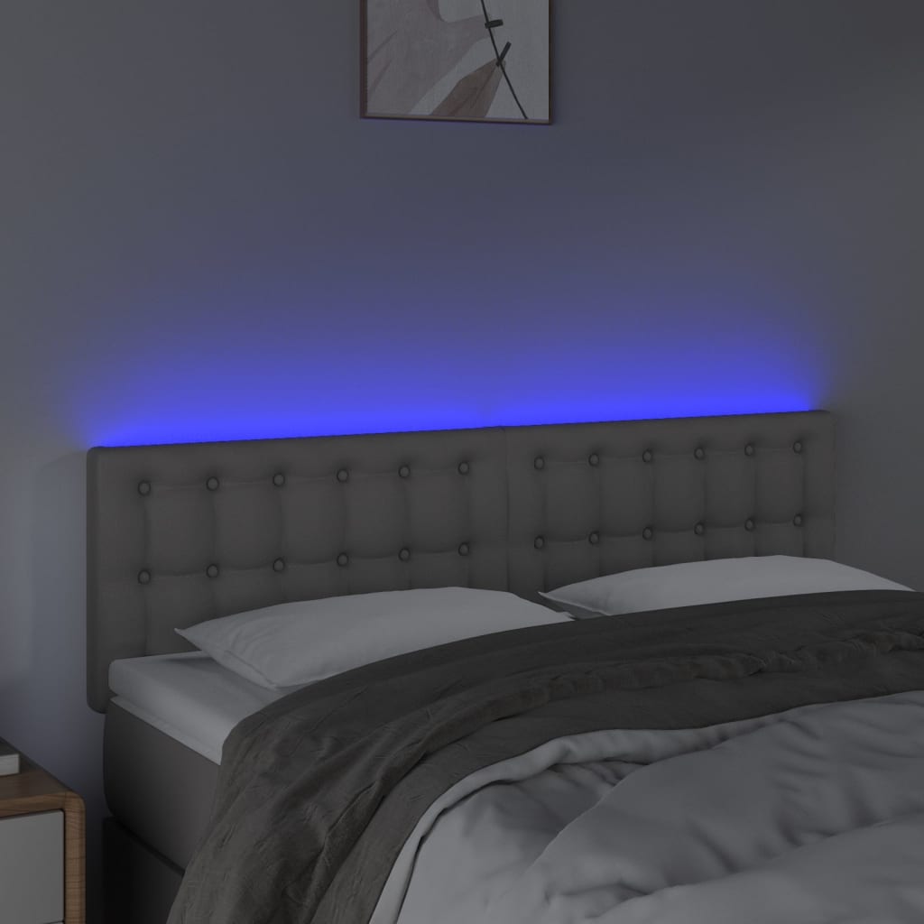 LED uzglavlje sivo 144 x 5 x 78/88 cm od umjetne kože