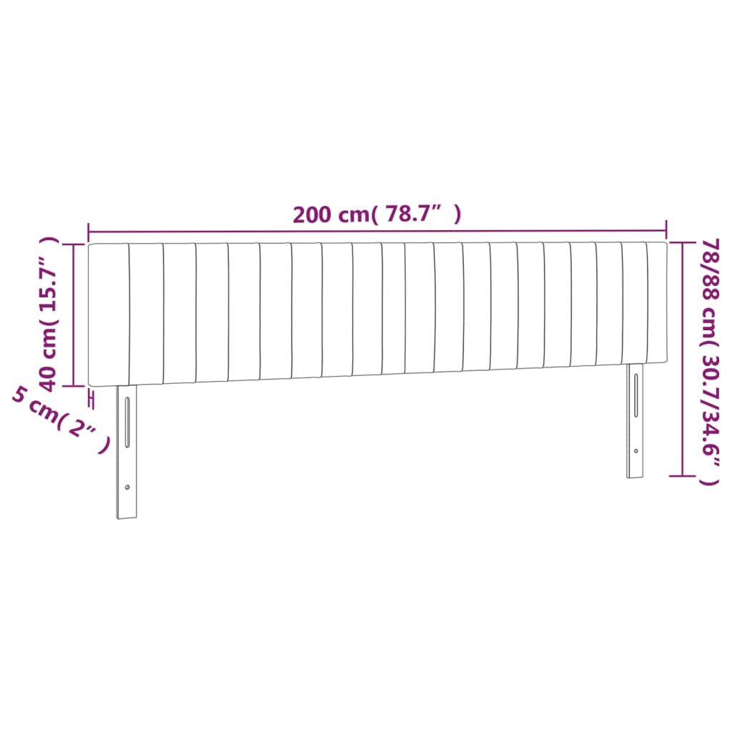 LED uzglavlje tamnosivo 200x5x78/88 cm od tkanine