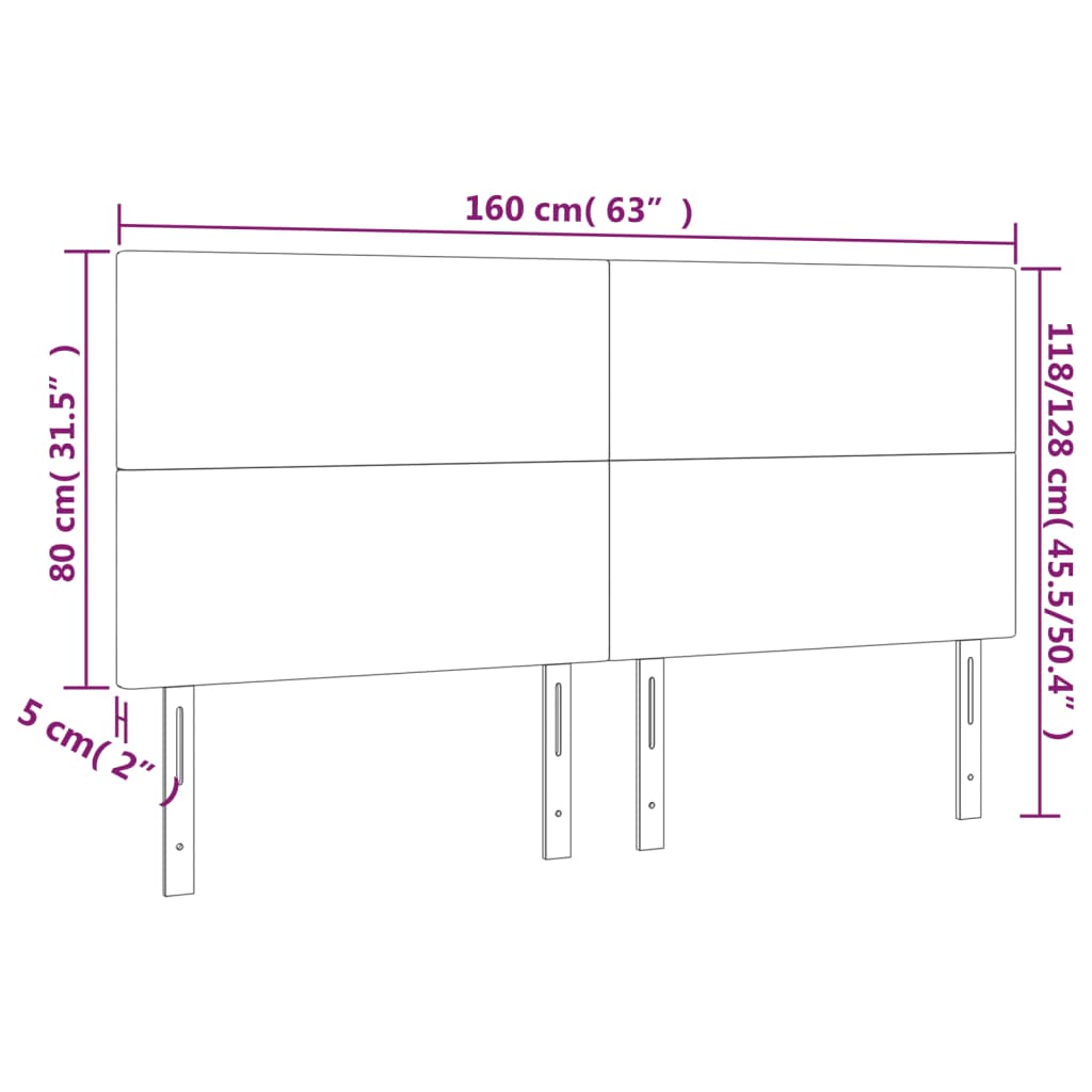 LED uzglavlje smeđesivo 160x5x118/128 cm od tkanine