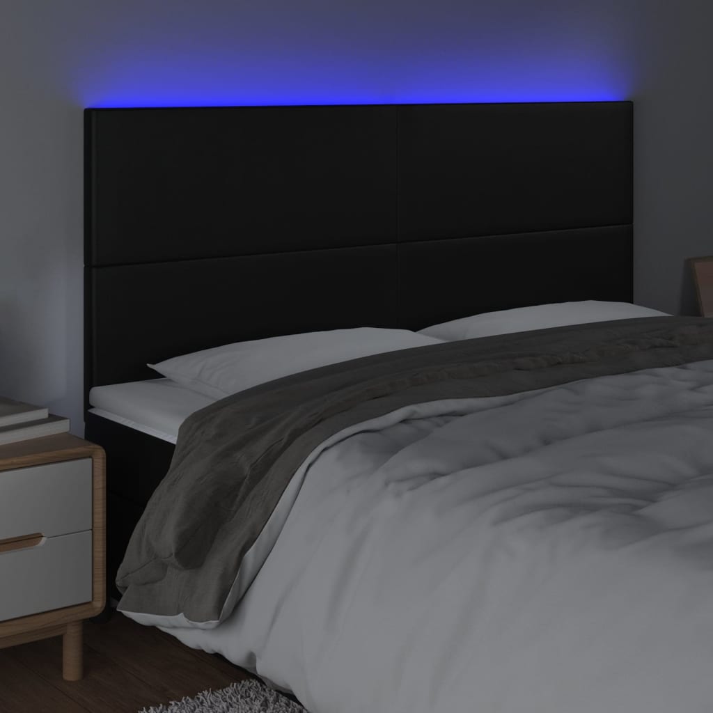 LED uzglavlje crno 160x5x118/128 cm od umjetne kože