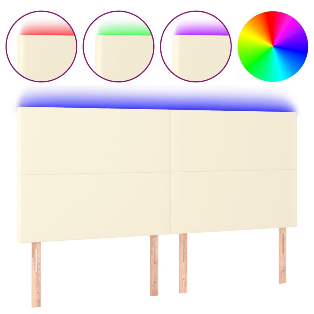 LED uzglavlje krem 160x5x118/128 cm od umjetne kože