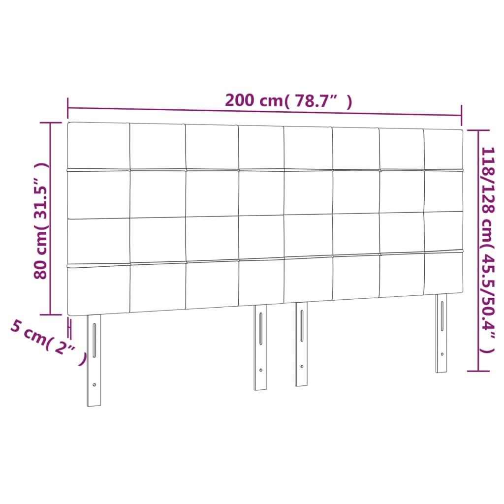LED uzglavlje ružičasto 200x5x118/128 cm baršunasto