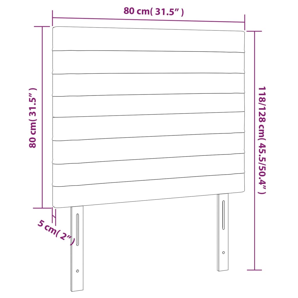 LED uzglavlje crno 80x5x118/128 cm od tkanine