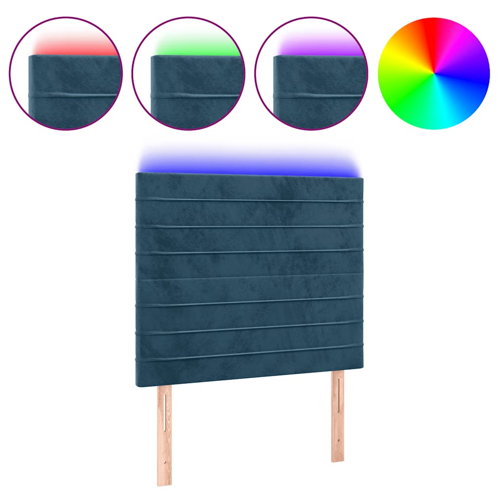 LED uzglavlje tamnoplavo 100x5x118/128 cm baršunasto
