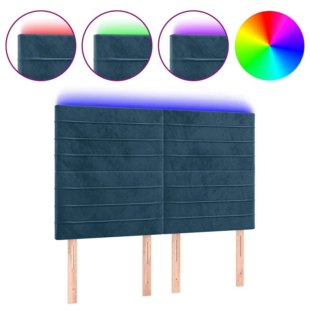 LED uzglavlje tamnoplavo 144x5x118/128 cm baršunasto