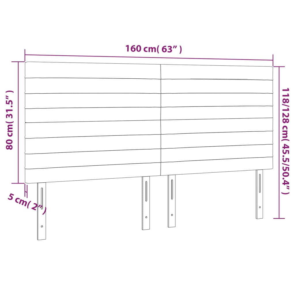 LED uzglavlje tamnosivo 160x5x118/128 cm baršunasto