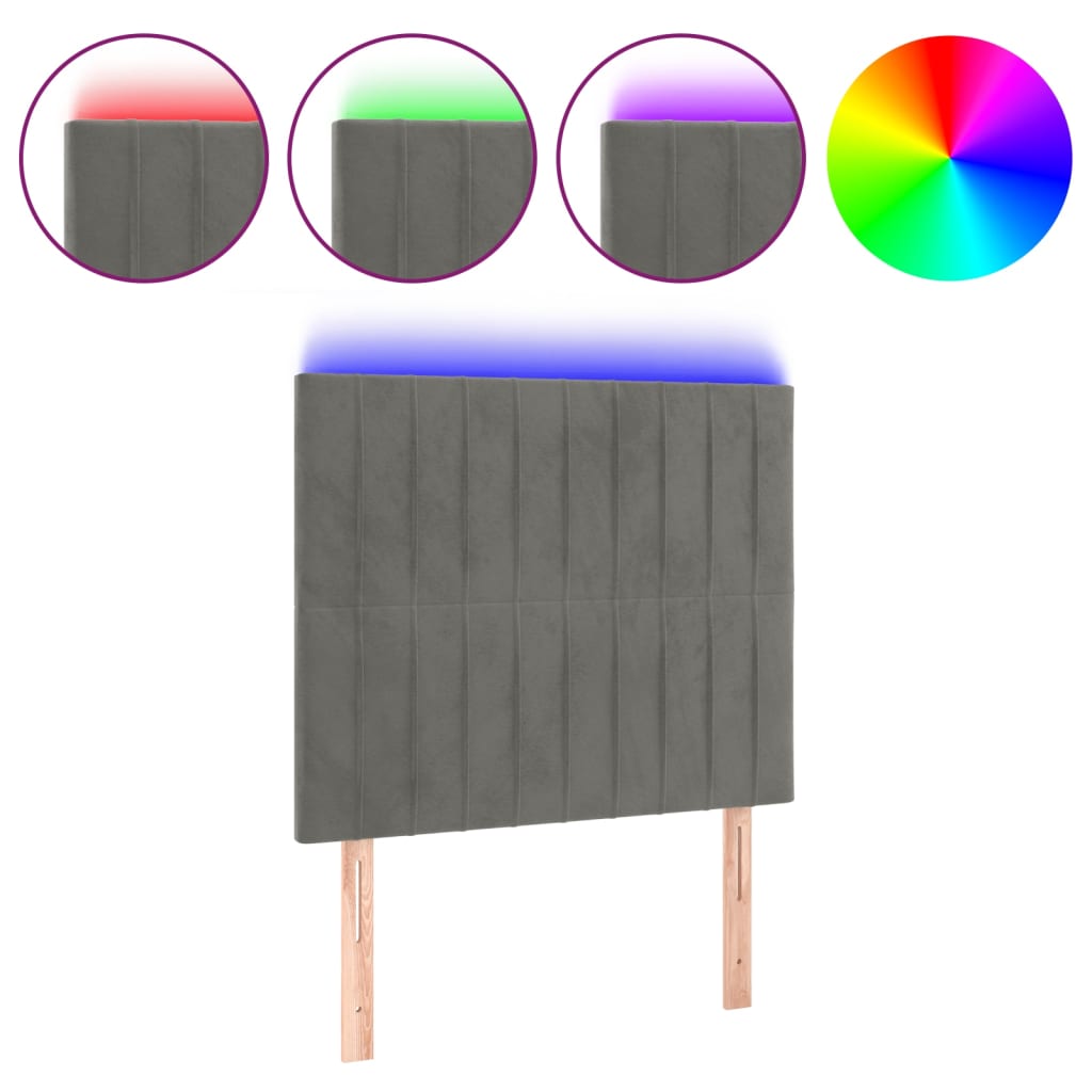 LED uzglavlje svjetlosivo 80x5x118/128 cm baršunasto