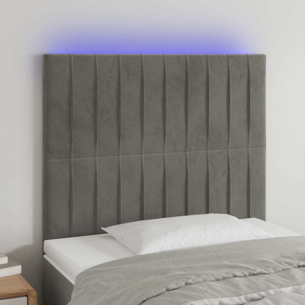 LED uzglavlje svjetlosivo 80x5x118/128 cm baršunasto