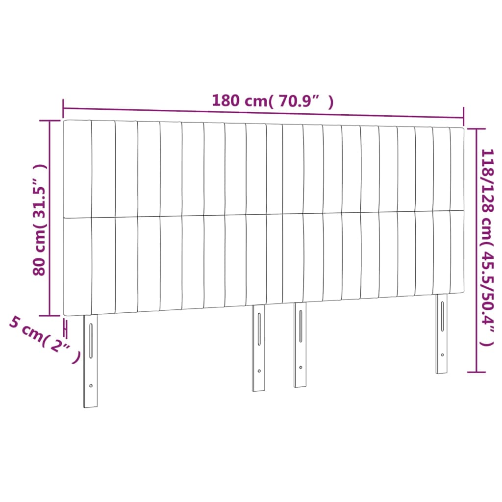 LED uzglavlje svjetlosivo 180x5x118/128 cm baršunasto