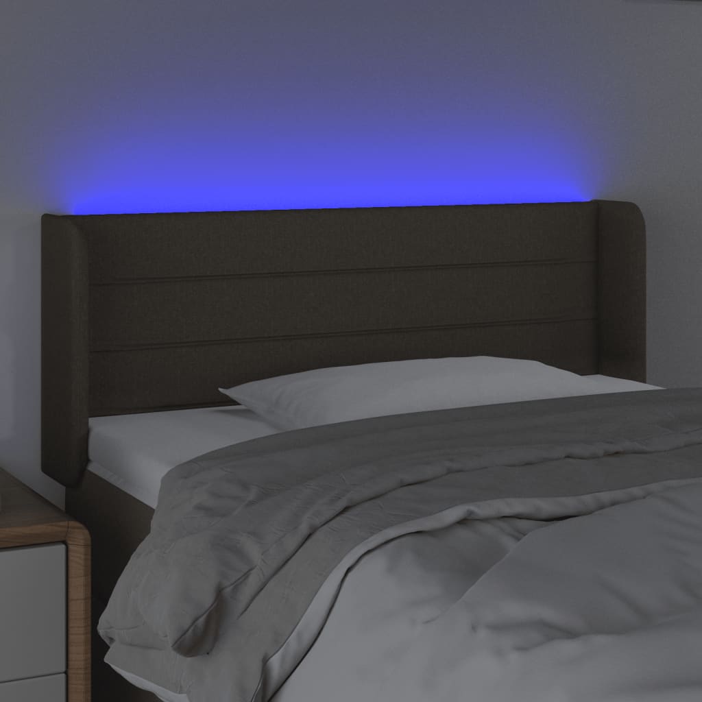 LED uzglavlje smeđesivo 93x16x78/88 cm od tkanine