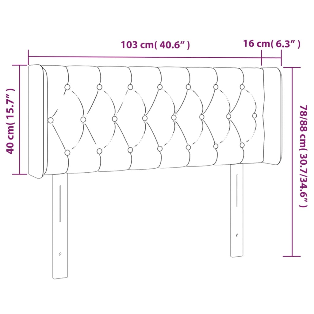 LED uzglavlje svjetlosivo 103x16x78/88 cm baršunasto