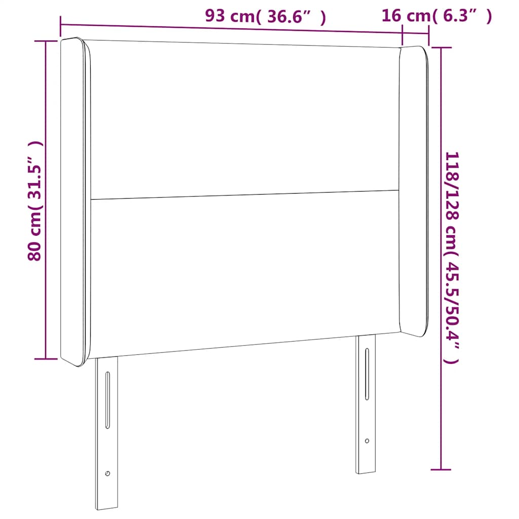 LED uzglavlje tamnoplavo 93x16x118/128 cm baršunasto