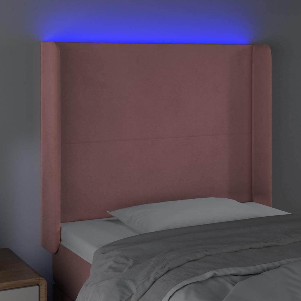 LED uzglavlje ružičasto 103x16x118/128 cm baršunasto