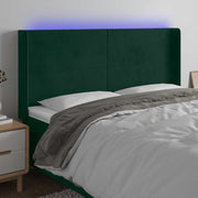 LED uzglavlje tamnozeleno 183 x 16 x 118/128 cm baršunasto