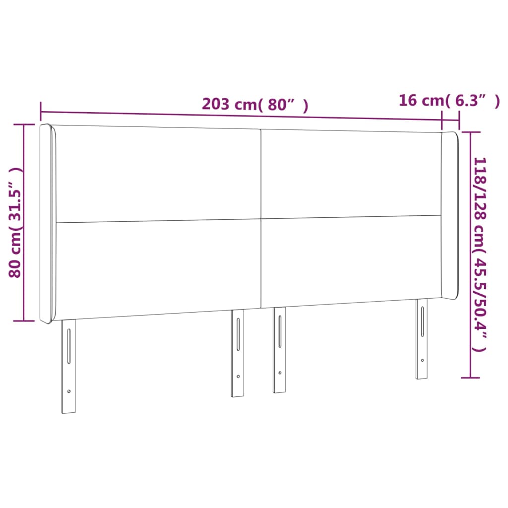 LED uzglavlje svjetlosivo 203 x 16 x 118/128 cm baršunasto