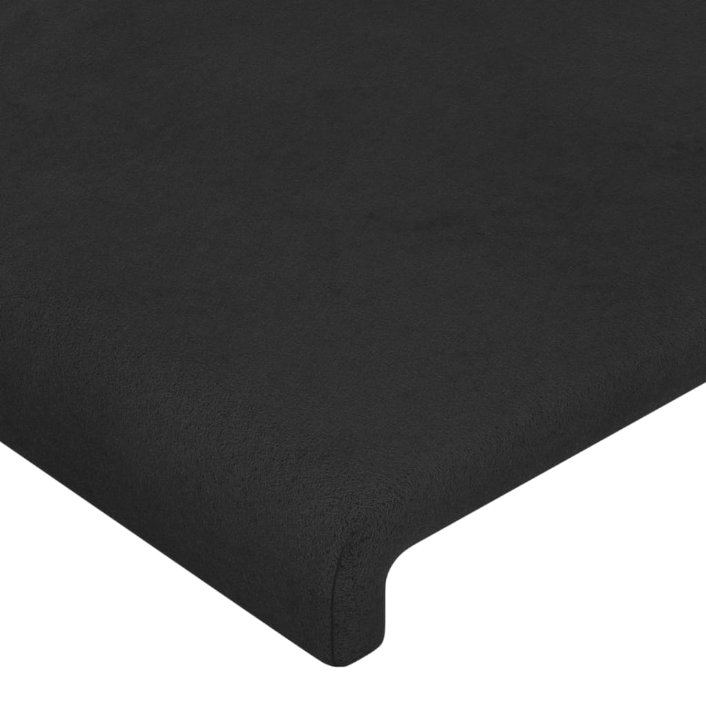 LED uzglavlje crno 203 x 16 x 118/128 cm baršunasto