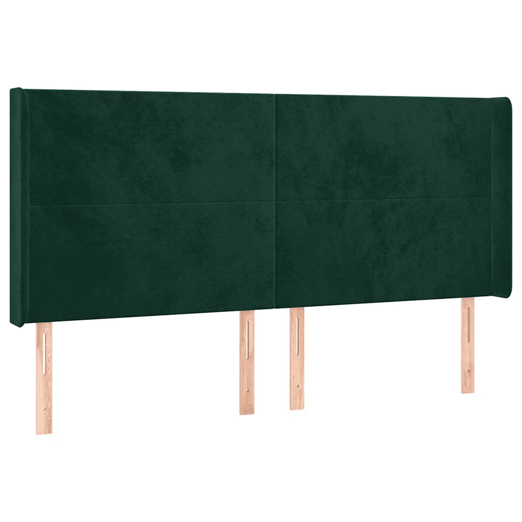LED uzglavlje tamnozeleno 203 x 16 x 118/128 cm baršunasto