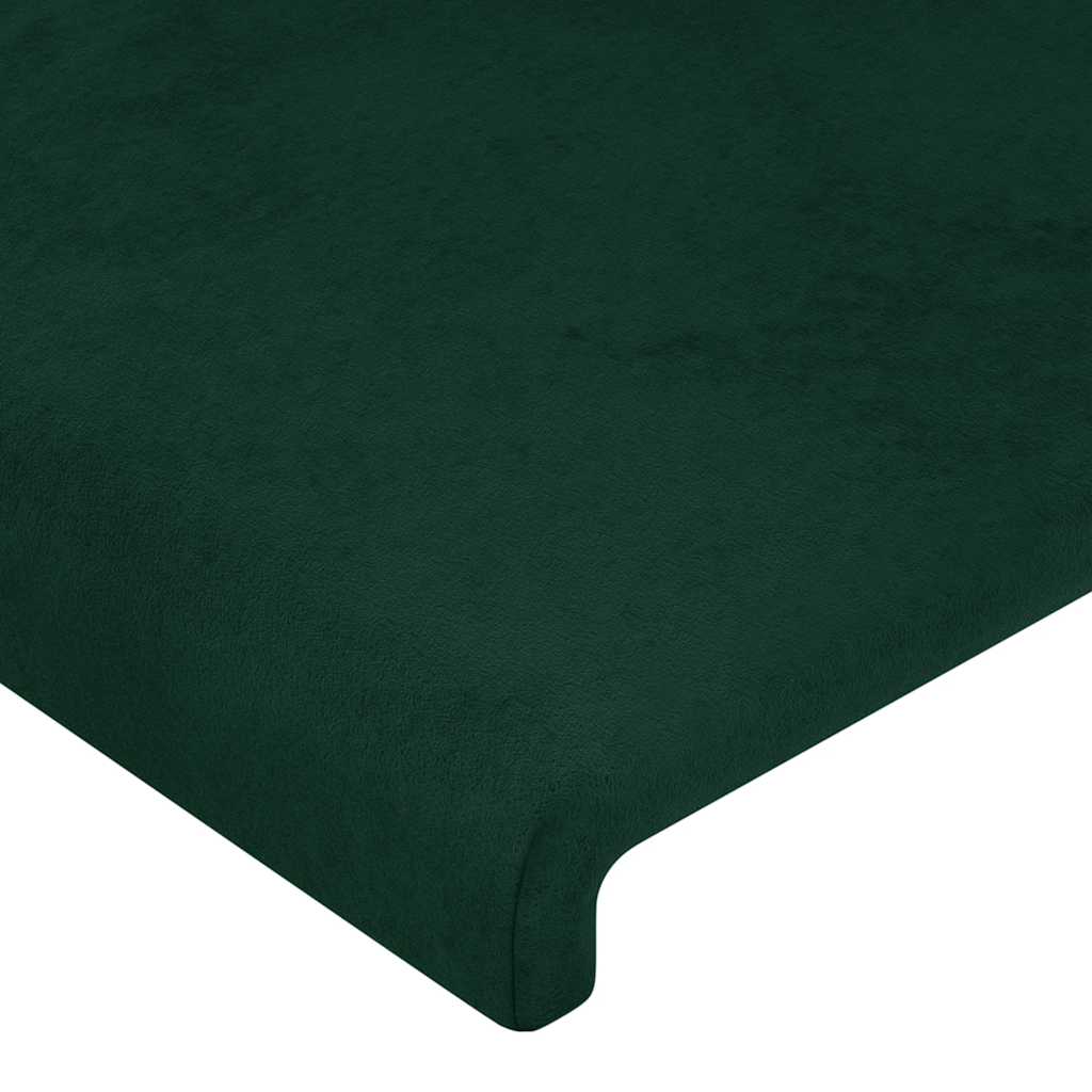 LED uzglavlje tamnozeleno 203 x 16 x 118/128 cm baršunasto