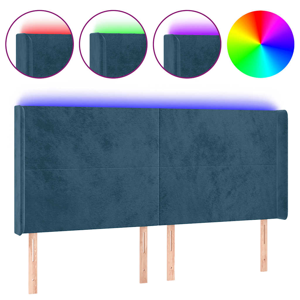 LED uzglavlje tamnoplavo 203 x 16 x 118/128 cm od tkanine