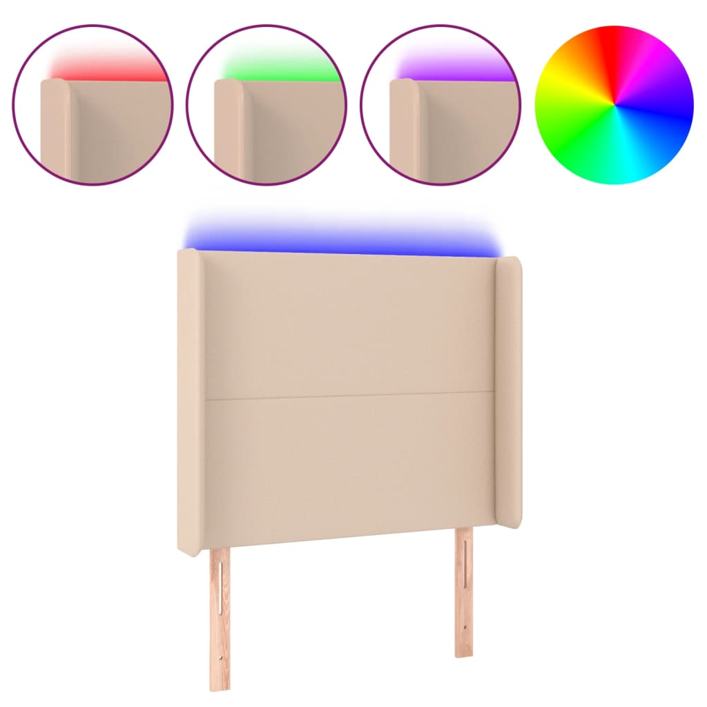 LED uzglavlje boja cappuccina 93x16x118/128 cm od umjetne kože
