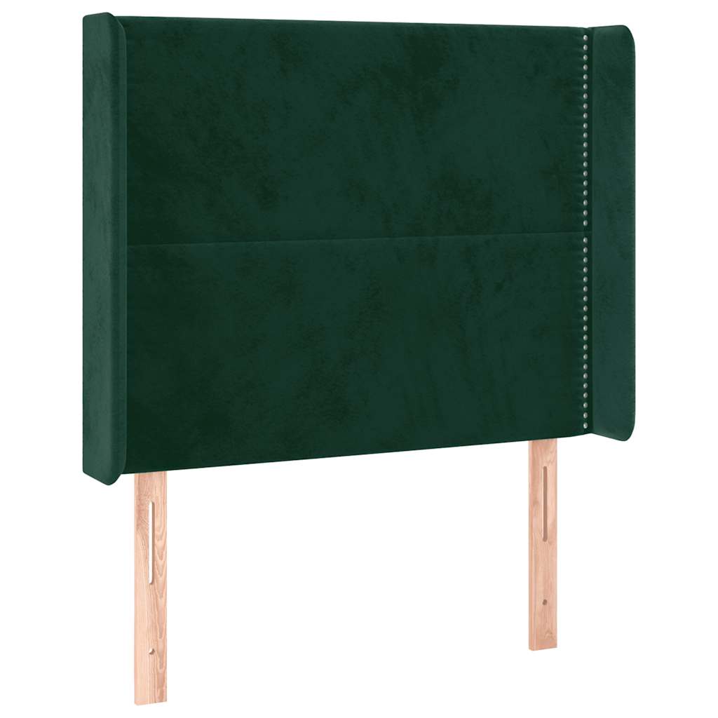 LED uzglavlje tamnozeleno 93x16x118/128 cm baršunasto