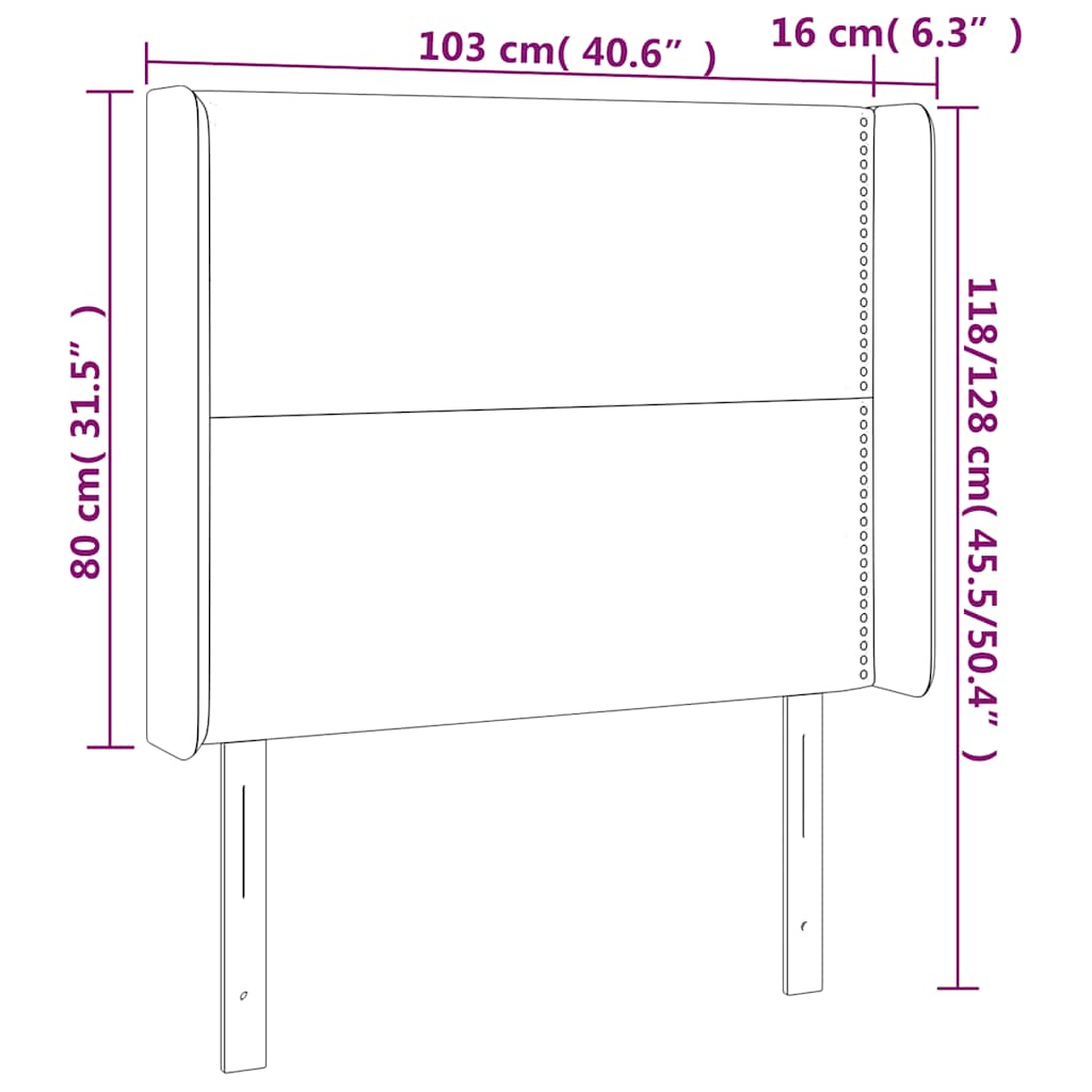 LED uzglavlje tamnoplavo 103x16x118/128 cm baršunasto