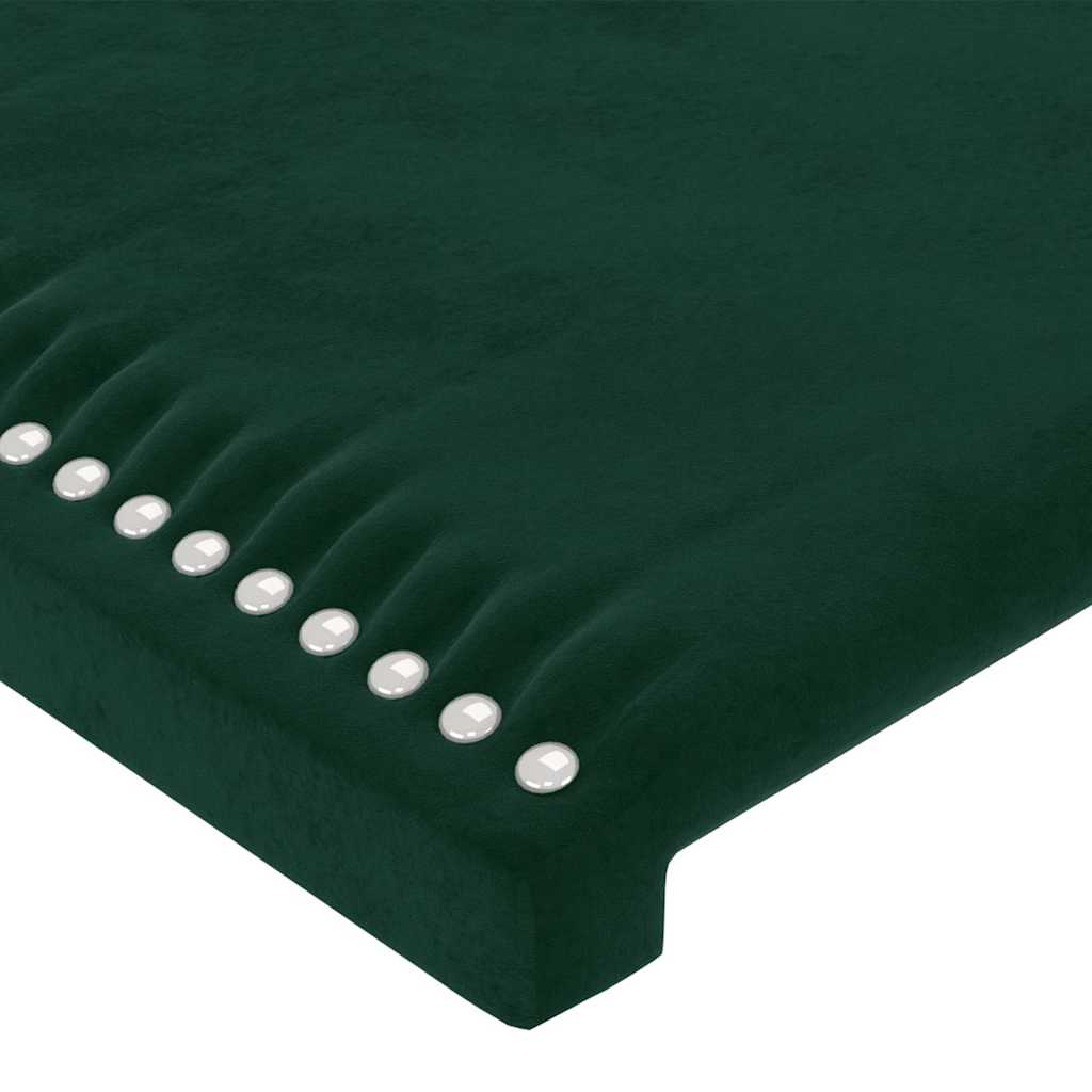 LED uzglavlje tamnozeleno 203 x 16 x 118/128 cm baršunasto