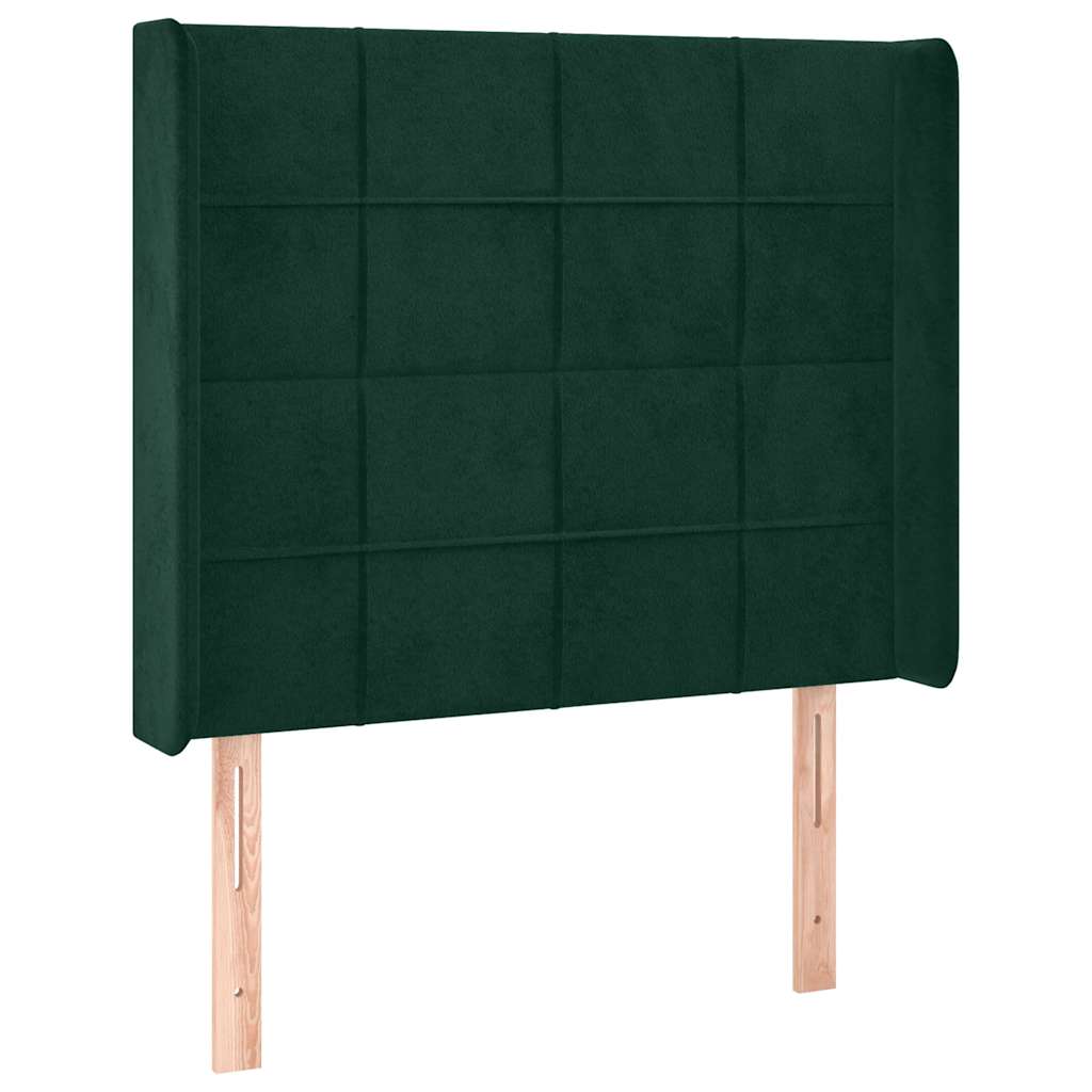 LED uzglavlje tamnozeleno 83x16x118/128 cm baršunasto