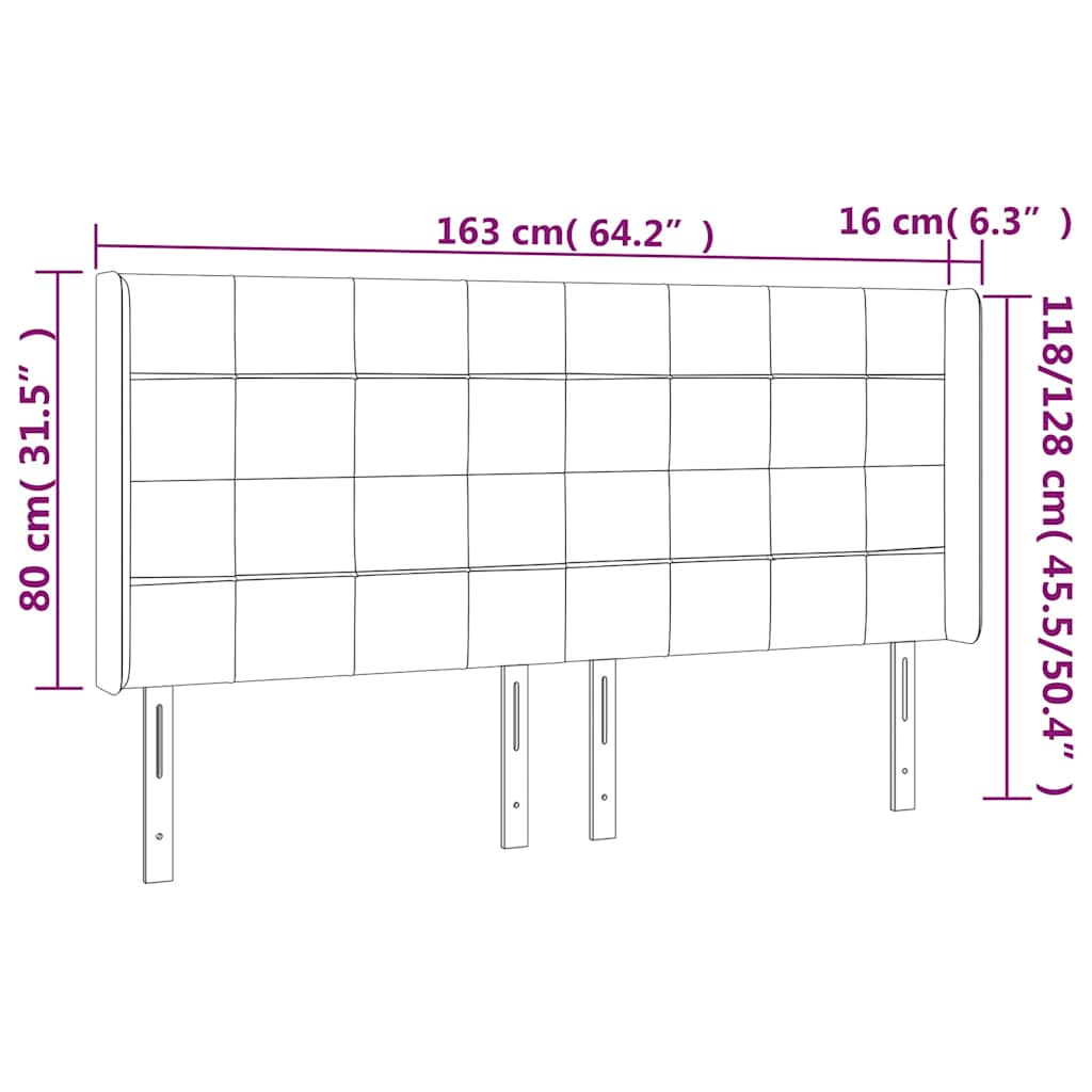LED uzglavlje tamnoplavo 163x16x118/128 cm baršunasto