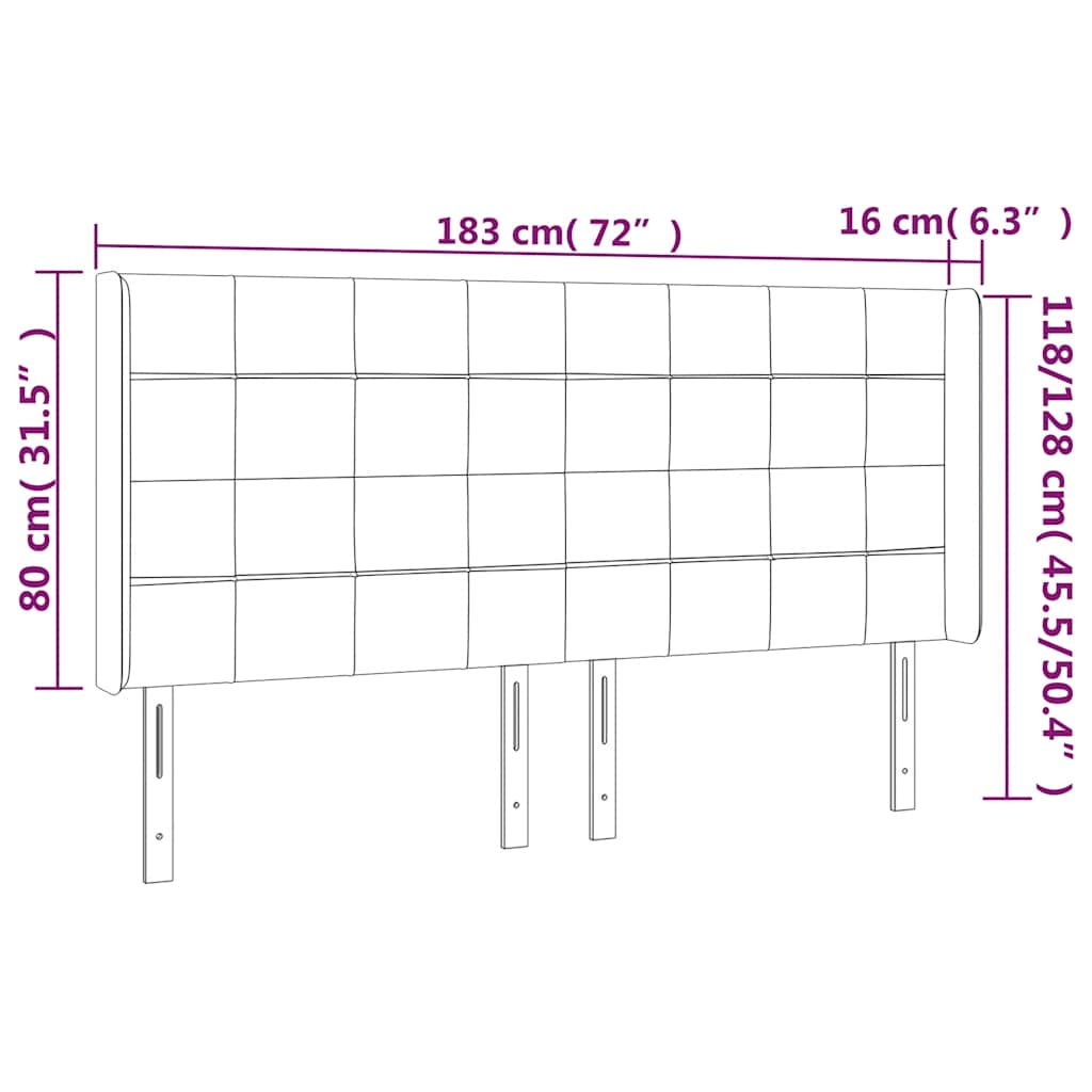 LED uzglavlje tamnoplavo 183 x 16 x 118/128 cm od tkanine