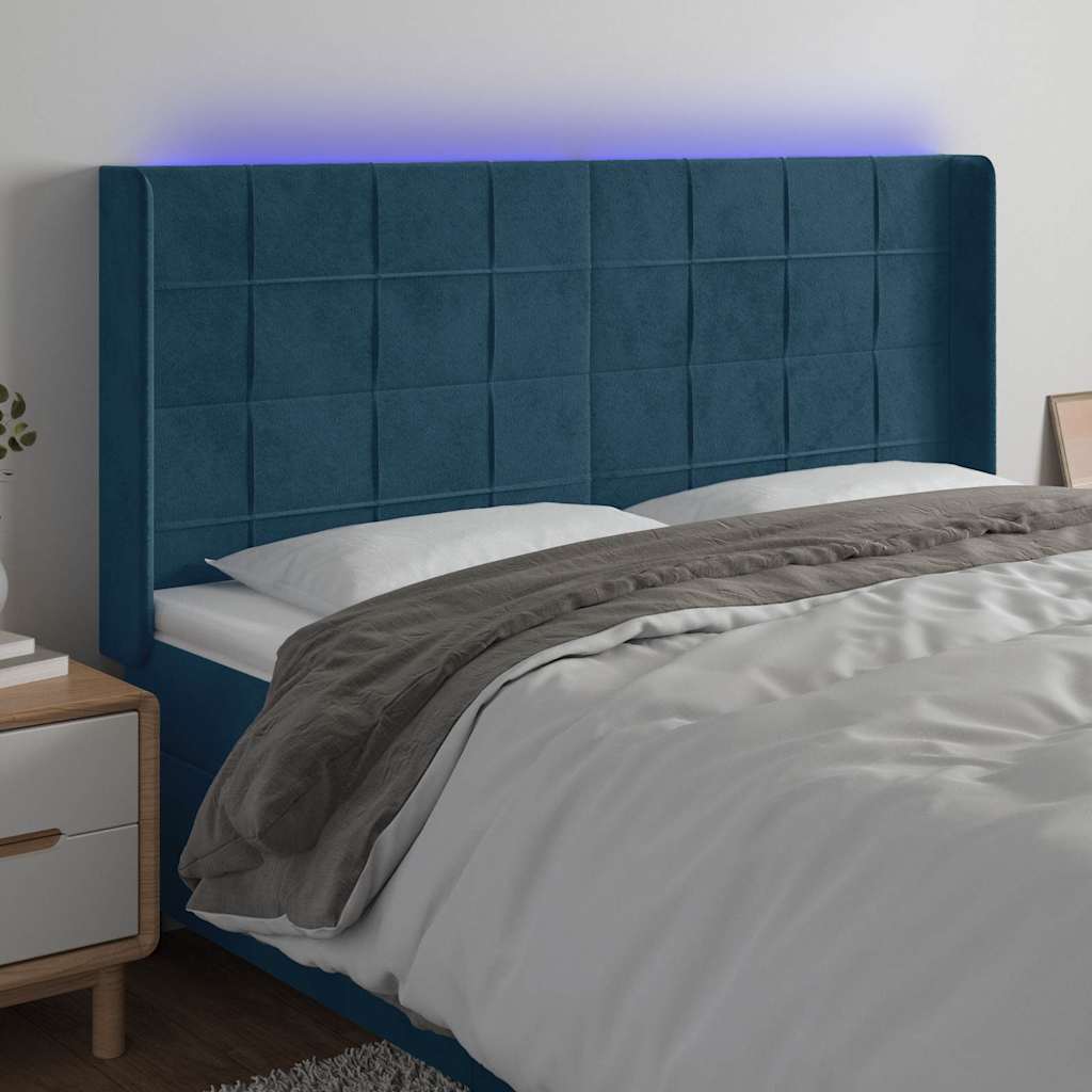 LED uzglavlje tamnoplavo 183 x 16 x 118/128 cm od tkanine