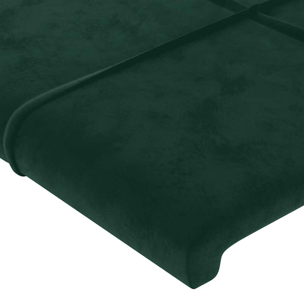 LED uzglavlje tamnozeleno 203 x 16 x 118/128 cm baršunasto