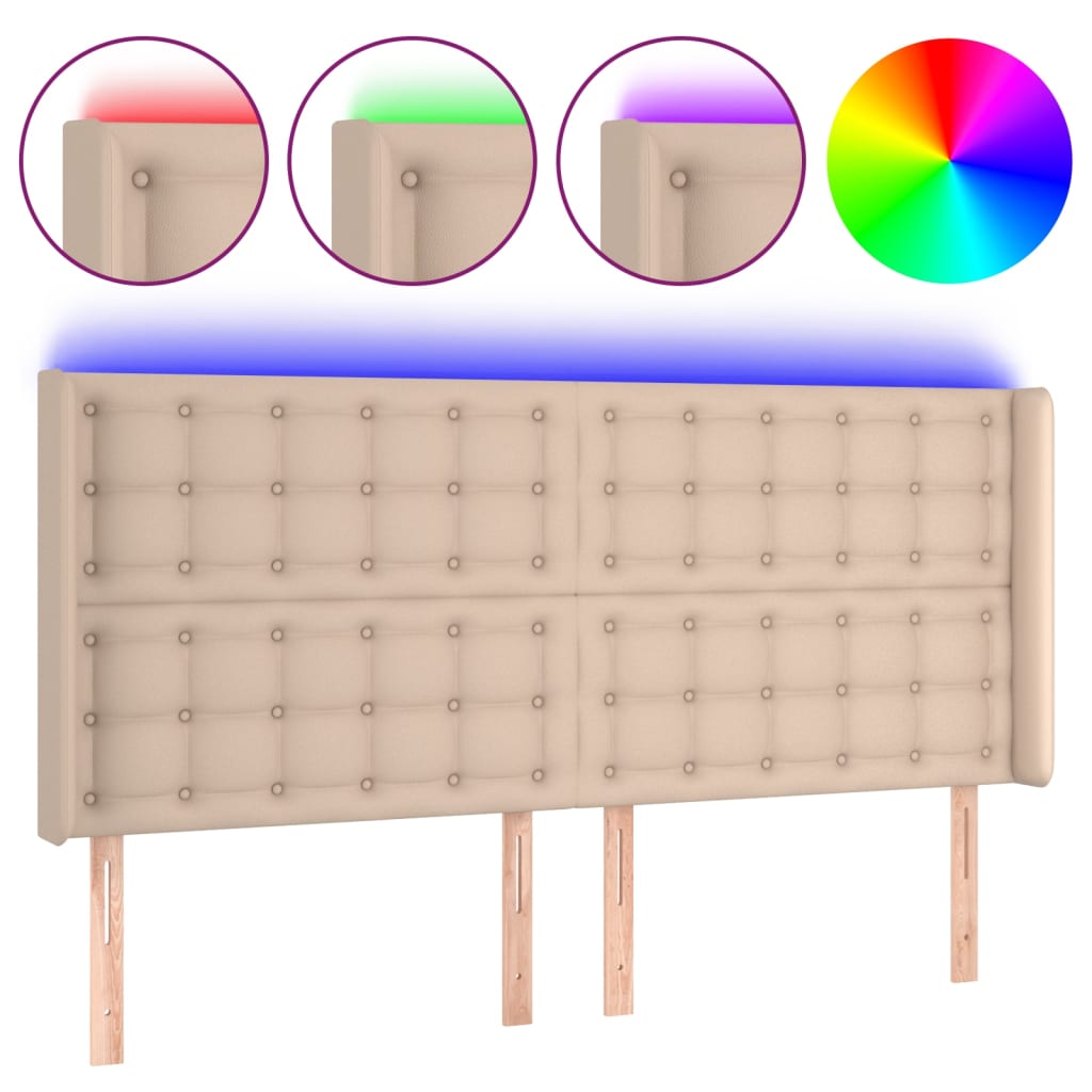 LED uzglavlje boja cappuccina 163x16x118/128cm od umjetna koža